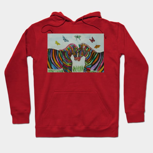 Colourful Fat Zebras in Love Hoodie by Casimirasquirkyart